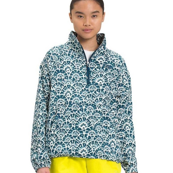 The North Face Womens Printed Class V Windbreaker pullover coat jacket blue new - Picture 1 of 10